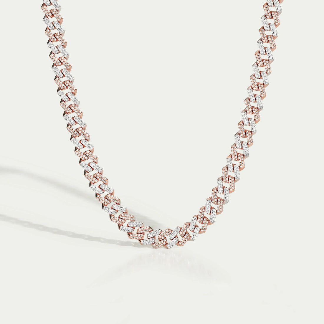 Two Tone Round Cut Miami Cuban Chain Men's Necklace