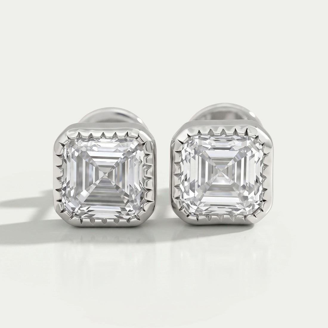 Milgrain Set Asscher Lab Diamond Stud Earrings Earrings