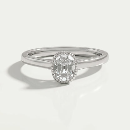 Old Mine Cushion Cut Milgrain Bezel Solitaire Ring