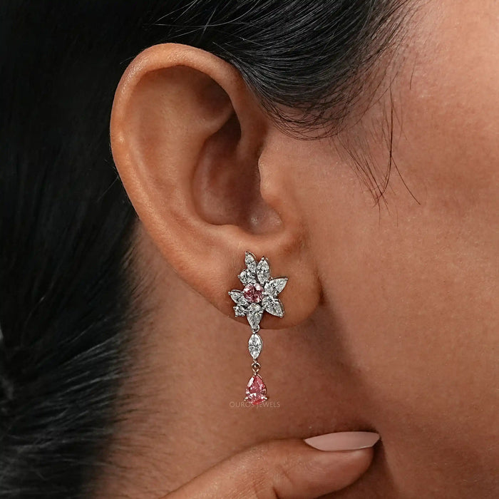 Multi Shape Lab Diamond Cluster Earrings