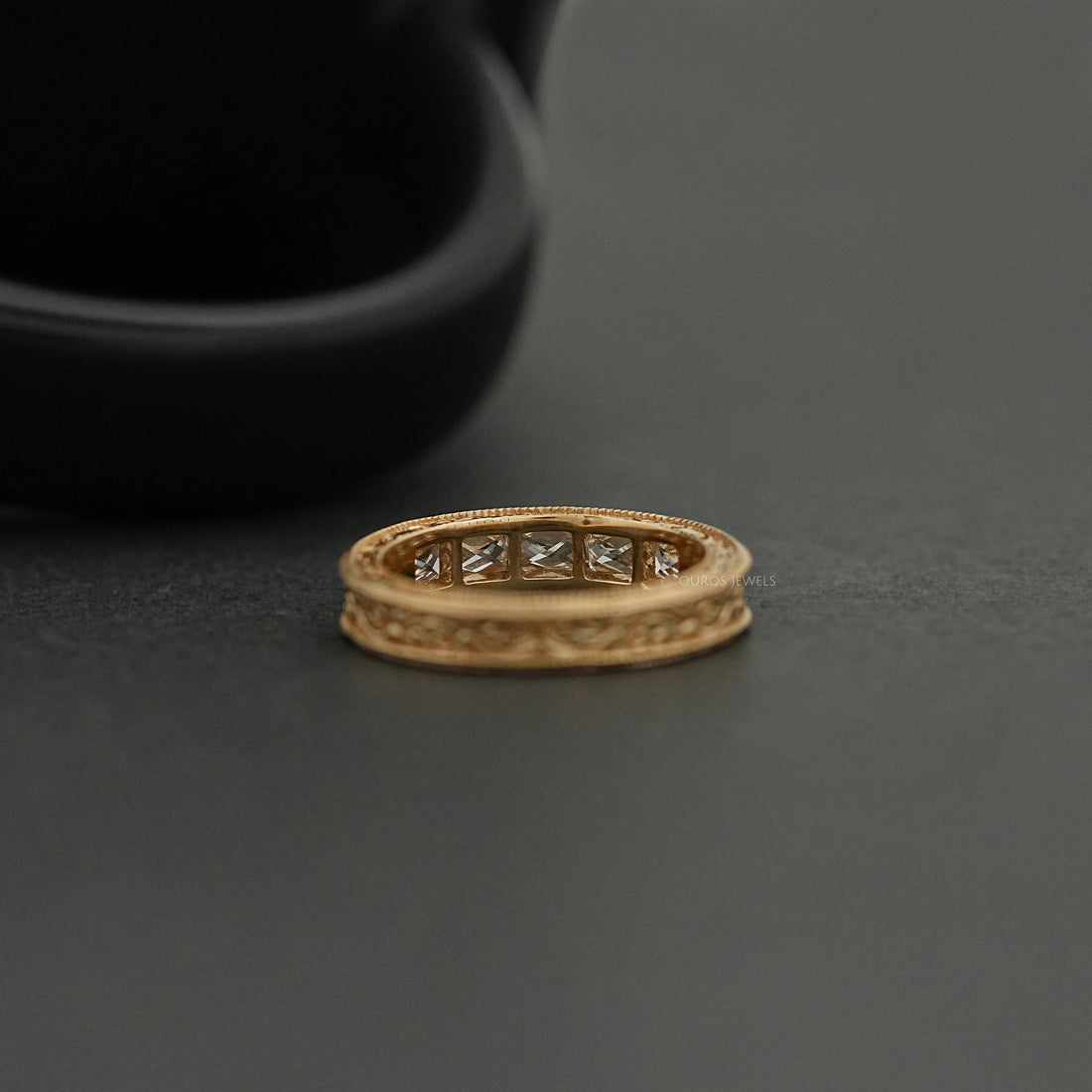 French Baguette Cut Lab Diamond Wedding Band For Men's Rings