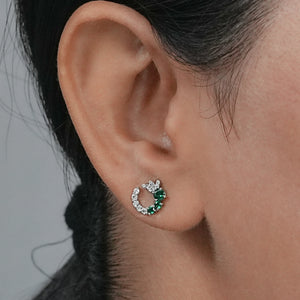 Green Gemstone Spiral Stud Earrings