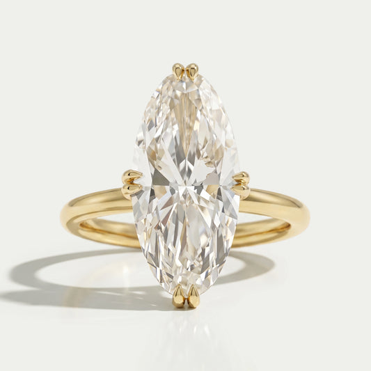 Moval Cut Lab Diamond Hidden Halo Ring Ring