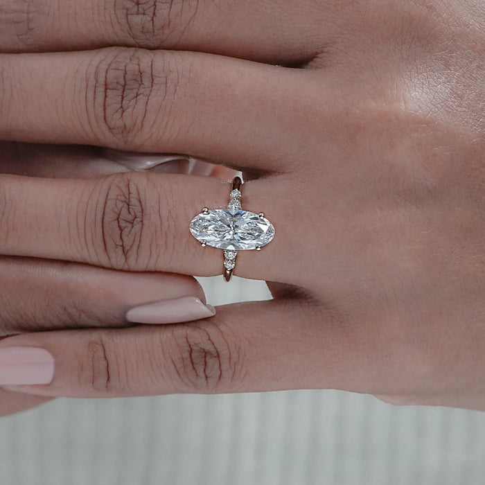 Moval Cut Accent Diamond Engagement Ring