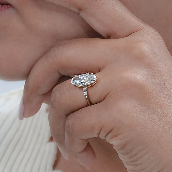 Moval Cut Accent Diamond Engagement Ring