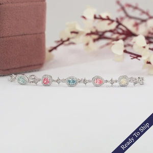 Multi Diamond Alternating Shape Line Bracelet