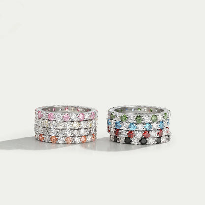 Multi Color Round Lab Diamond Wedding Bands Ring