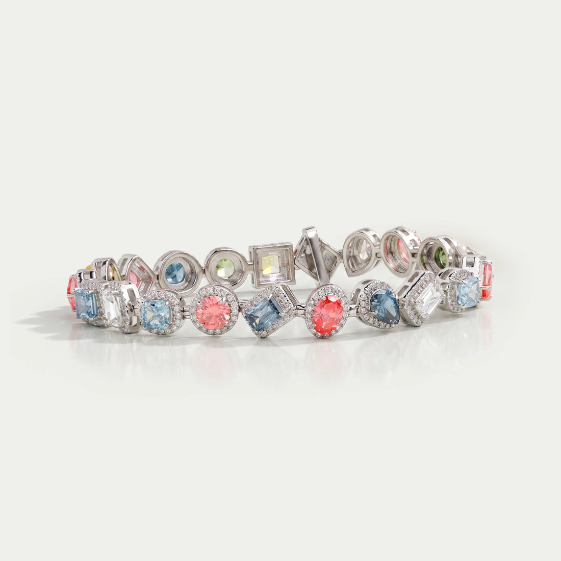 Multi Shape Halo Diamond Bracelet