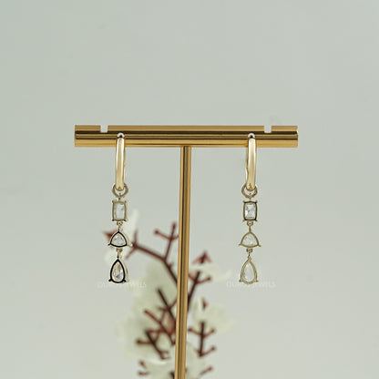 Multi Shape Rose Cut Diamond Hoop Earrings Earrings