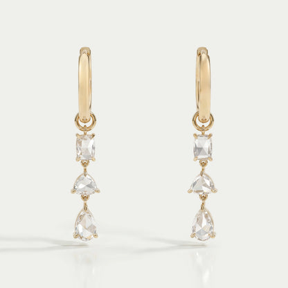 Multi Shape Rose Cut Diamond Hoop Earrings Earrings
