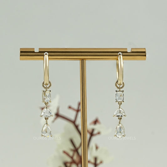 Multi Shape Rose Cut Diamond Hoop Earrings Earrings