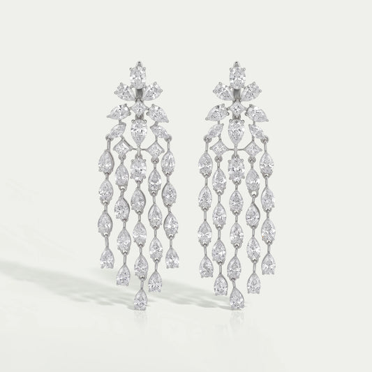 Multi-Shaped Lab Diamond Tassel Chandelier Earring