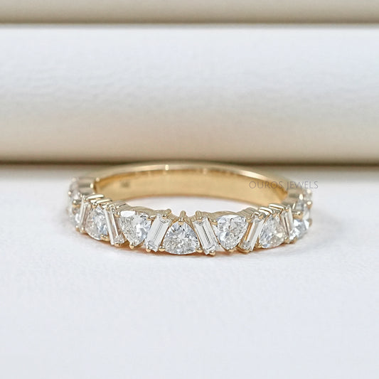 Multi Shape Lab Diamond Wedding Band Ring