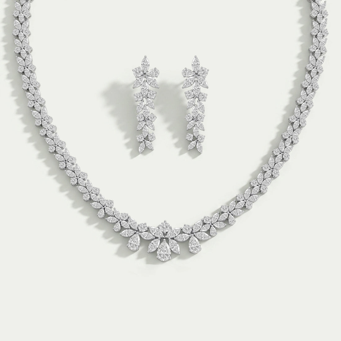 Multiple Shape Lab Diamond Wedding Necklace Set Necklaces