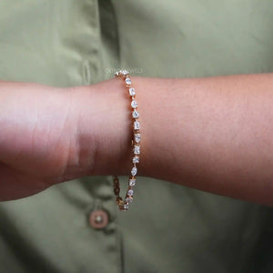 [A Women wearing Multi Shape Lab Diamond Bracelet]-[Ouros Jewels]