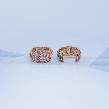 Natural Gemstone Pave Huggie Hoop Earrings Earring