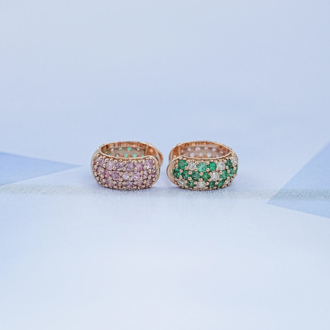 Natural Gemstone Pave Huggie Hoop Earrings Earring