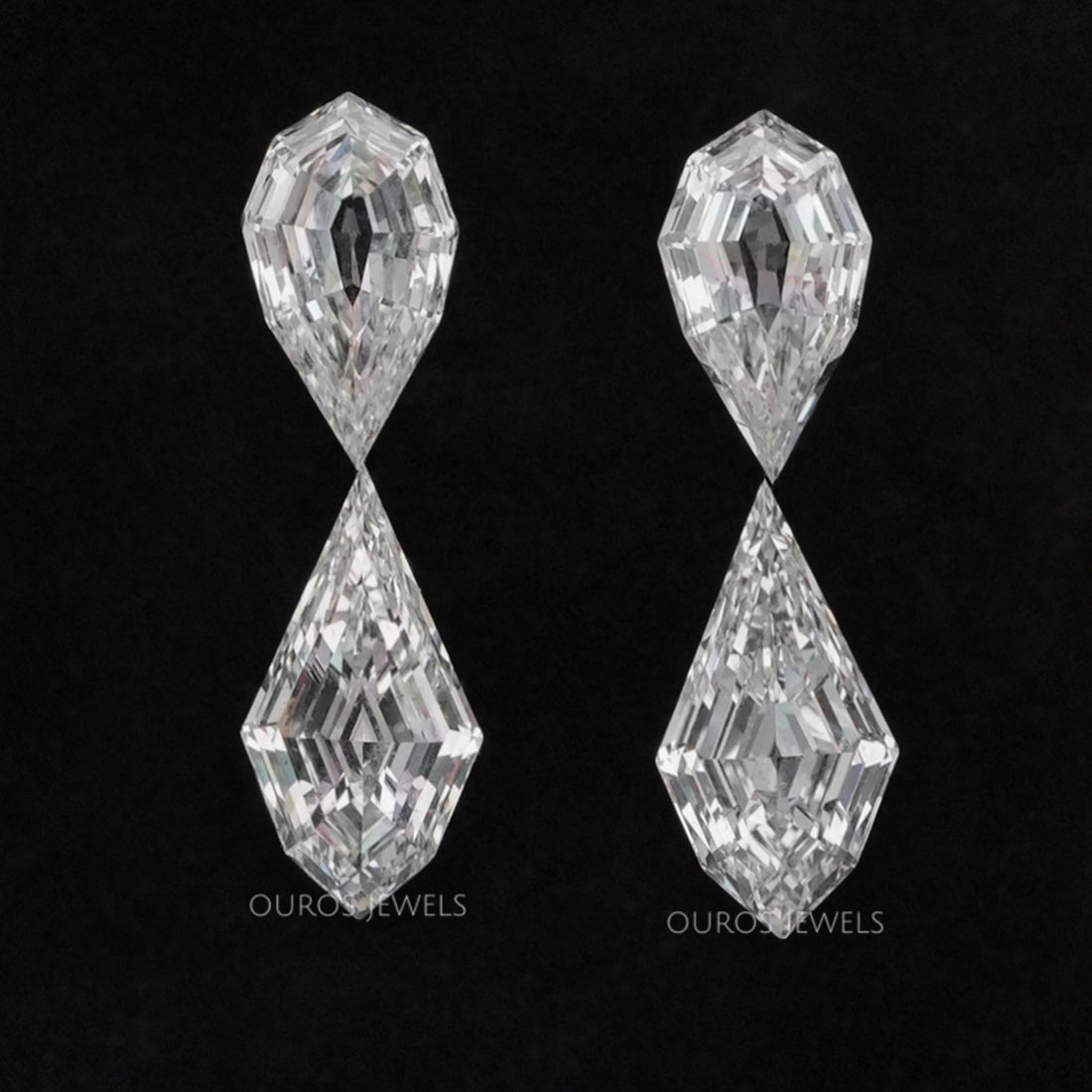 4.15 TCW Step Cut Pear And Kite Diamond Loose Pair