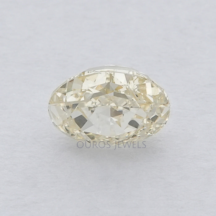 front view of yellow oval cut lab grown loose diamond gemstone