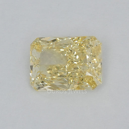 front view of 2.15 carat yellow radiant cut lab grown diamond loose stone
