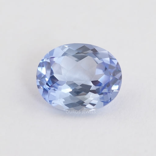 front view of sapphire colombian light blue lab grown gemstone