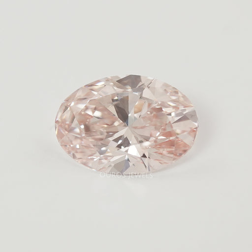 front view of fancy intense oval cut pink lab grown diamond loose