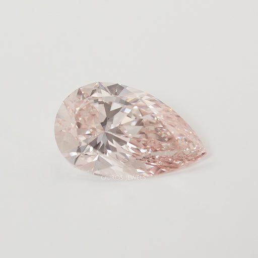 front view of 5.05ct fancy intense pink pear shaped lab grown diamond