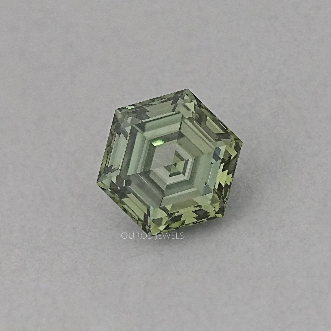Fancy Vivid Green Step Cut Hexagonal Loose Diamond