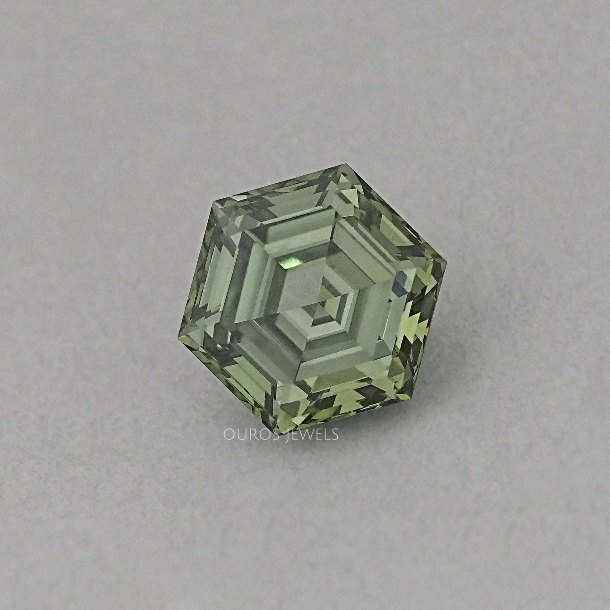Fancy Vivid Green Step Cut Hexagonal Loose Diamond