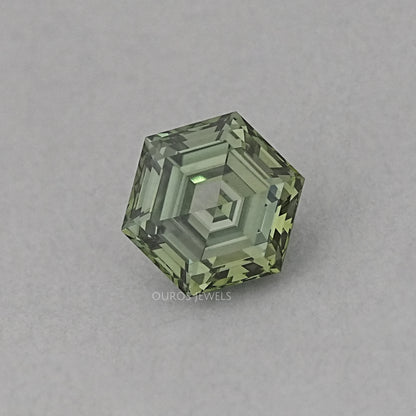 Fancy Vivid Green Step Cut Hexagonal Loose Diamond