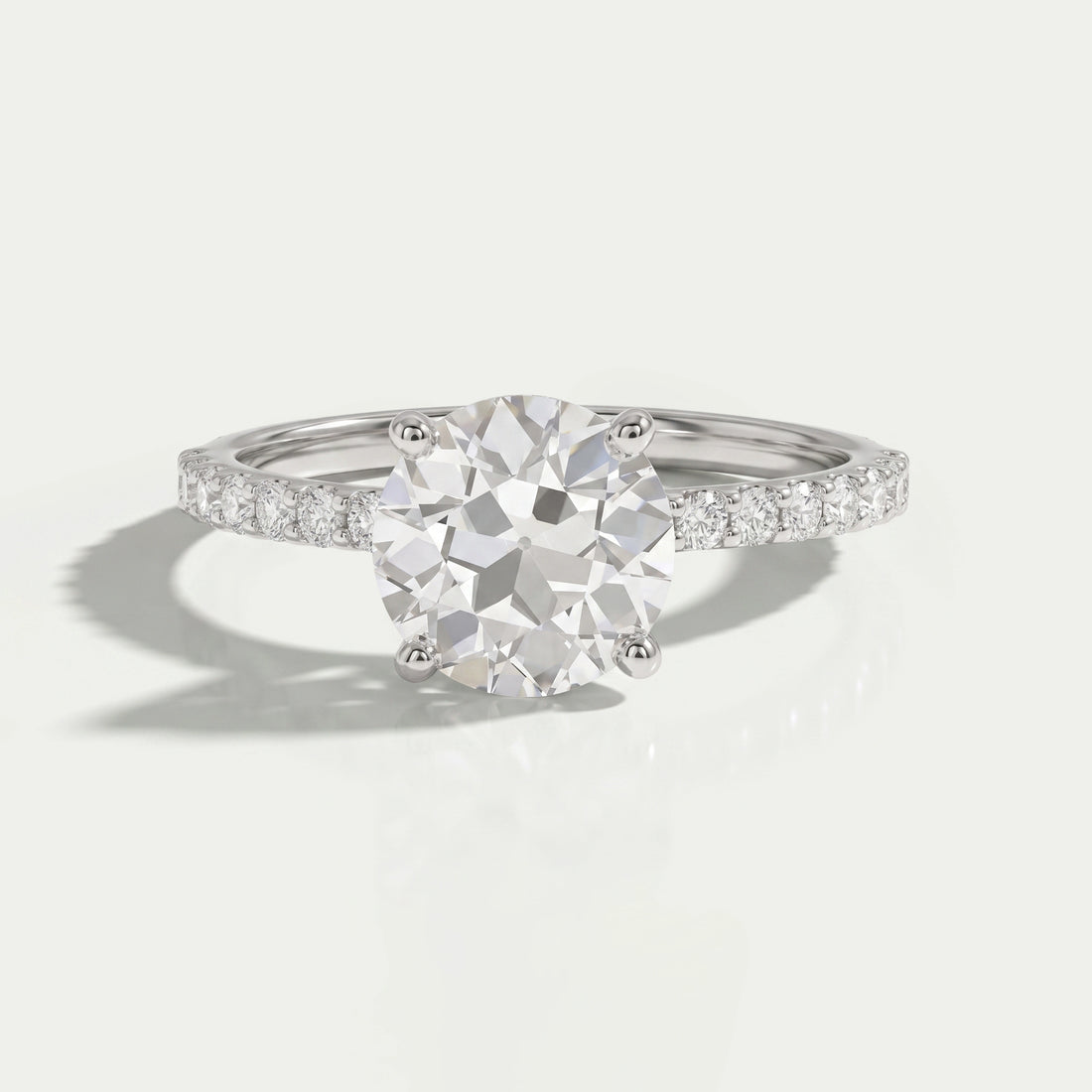 Old European Round Cut Solitaire Accent Engagement Ring Ring