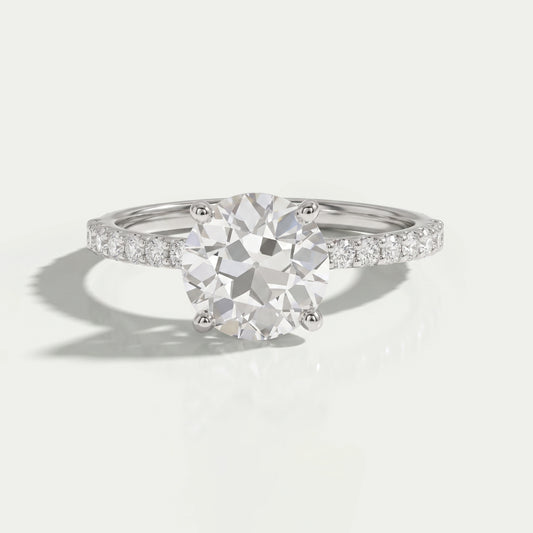 Old European Round Cut Solitaire Accent Engagement Ring Ring