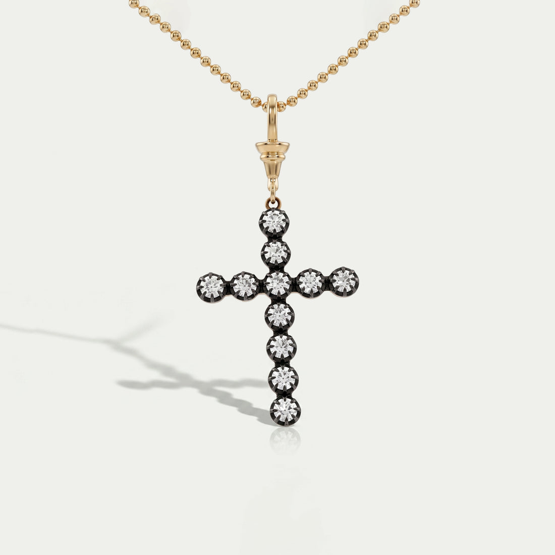 Old European Round Cut Lab Diamond Cross Pendant Necklaces