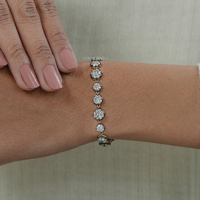 Old European Round Diamond Tennis Bracelet - With Black Coating