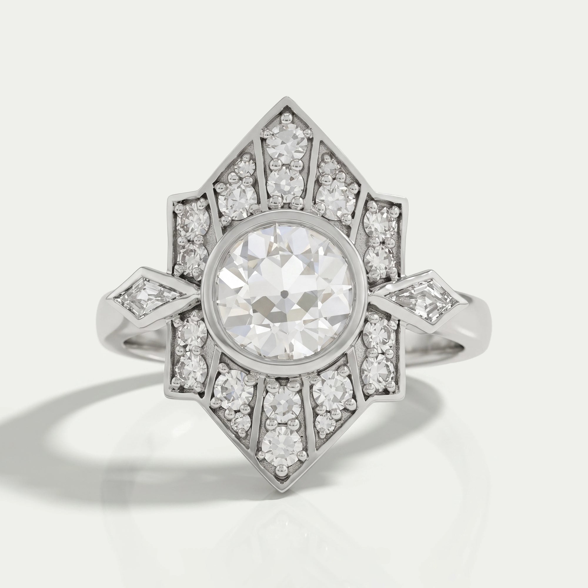 Old European Round Cut Bezel Set Vintage Engagement Ring Rings