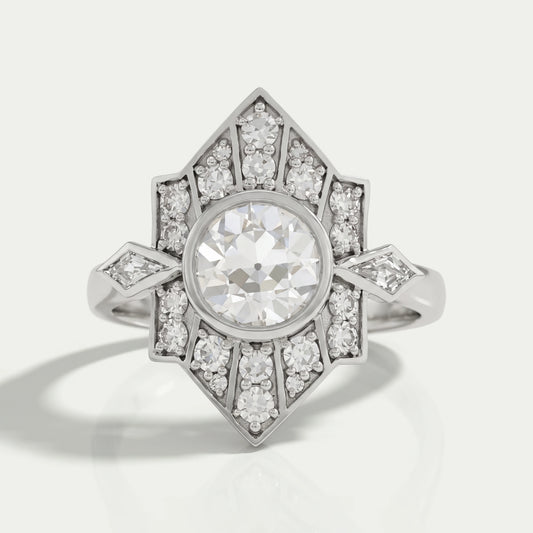 Old European Round Cut Bezel Set Vintage Engagement Ring Rings