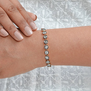 Round Cut Bezel Set Diamond Bracelet In Old European Shape