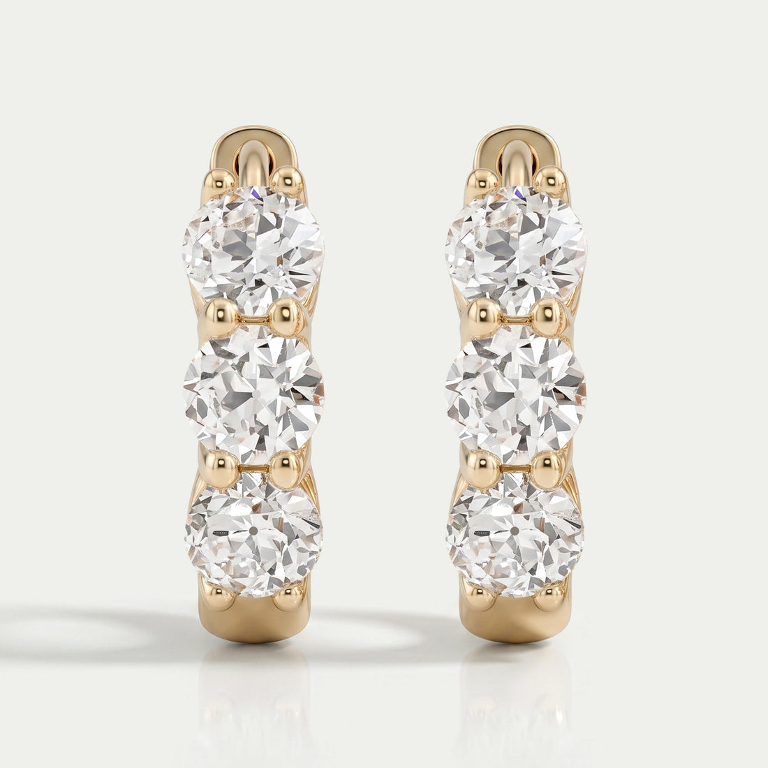 Old European Cut Round Diamond Hoop Earrings For Her Earring