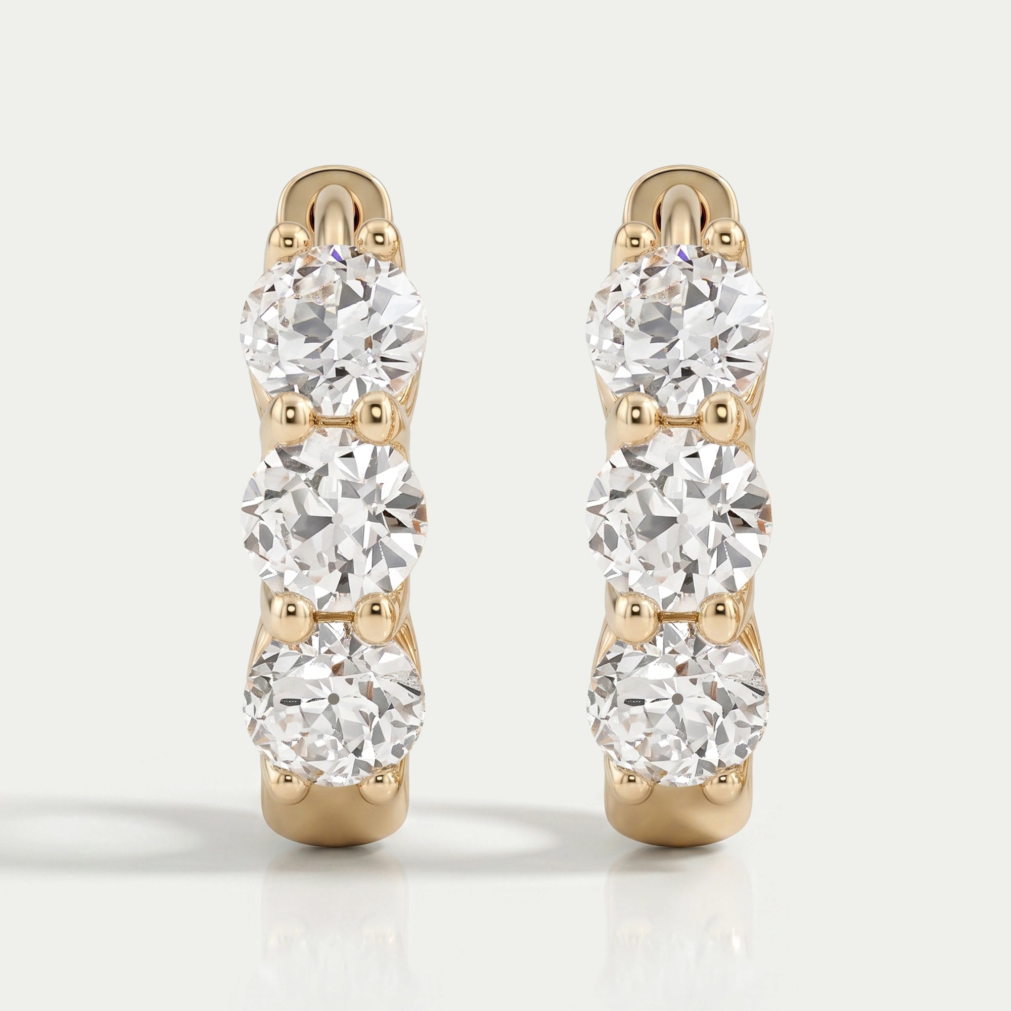 Old European Cut Round Diamond Hoop Earrings For Her Earring