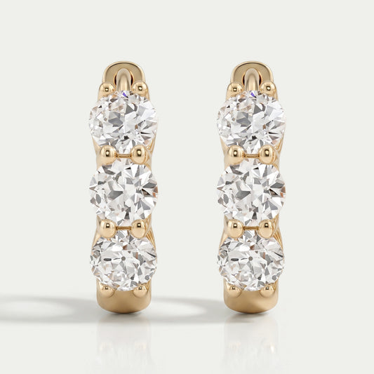 Old European Cut Round Diamond Hoop Earrings For Her Earring