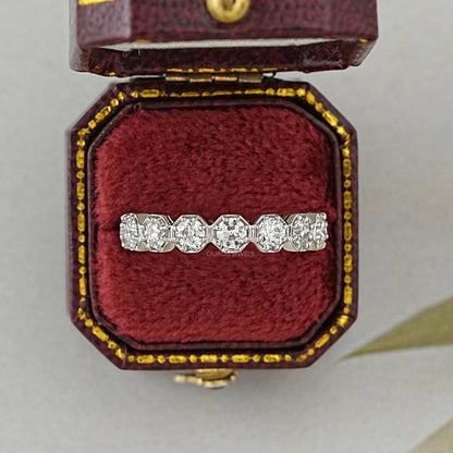 Old European Round Cut Lab Diamond Eternity Wedding Band Rings