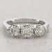 front view of old european round cut lab diamond three stone engagement ring