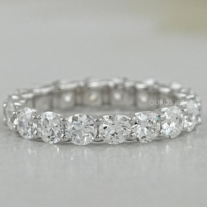 Old European Round Cut Lab Eternity Diamond Wedding Band