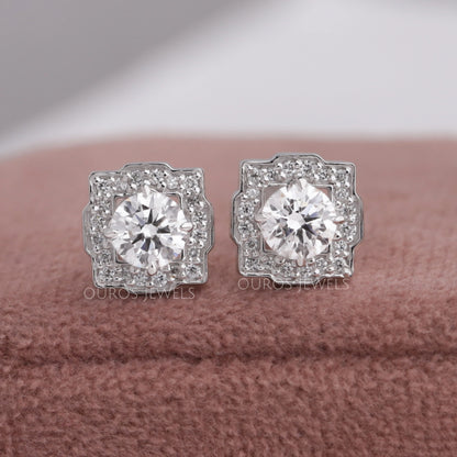 Round Cut Lab Diamond Halo Stud Earrings Earring