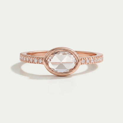 Rose Cut Oval Lab Grown Accent Diamond Ring Ring