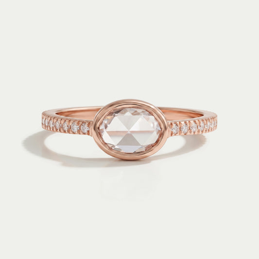 Rose Cut Oval Lab Grown Accent Diamond Ring Ring