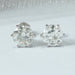 front view of old european cut diamond solitaire stud earrings white gold
