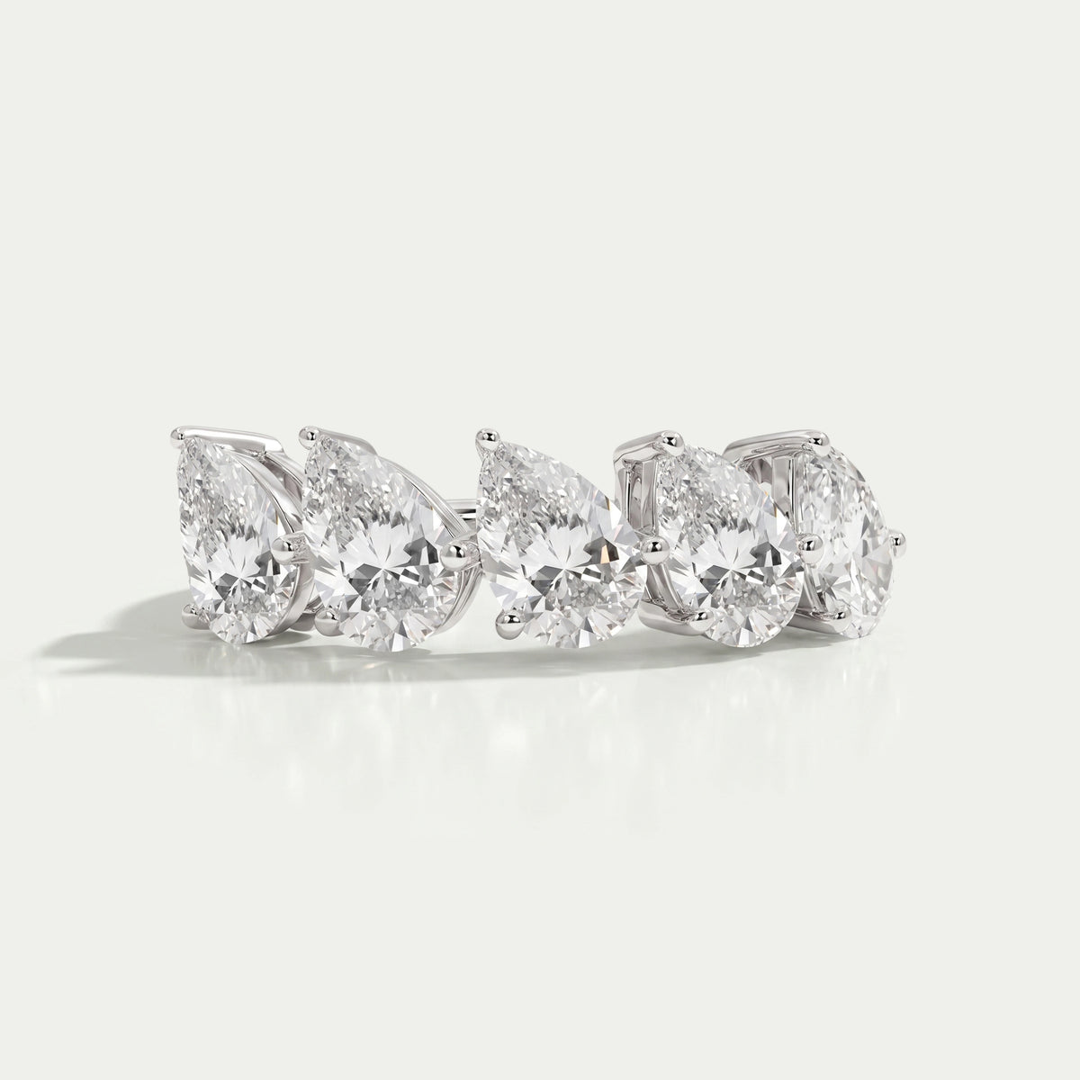 Pear Cut Five Stone Lab  Grown Diamond Dainty Ring