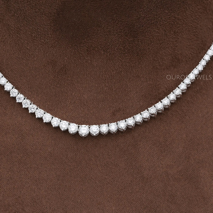 Round Cut Lab Diamond Tennis Necklace