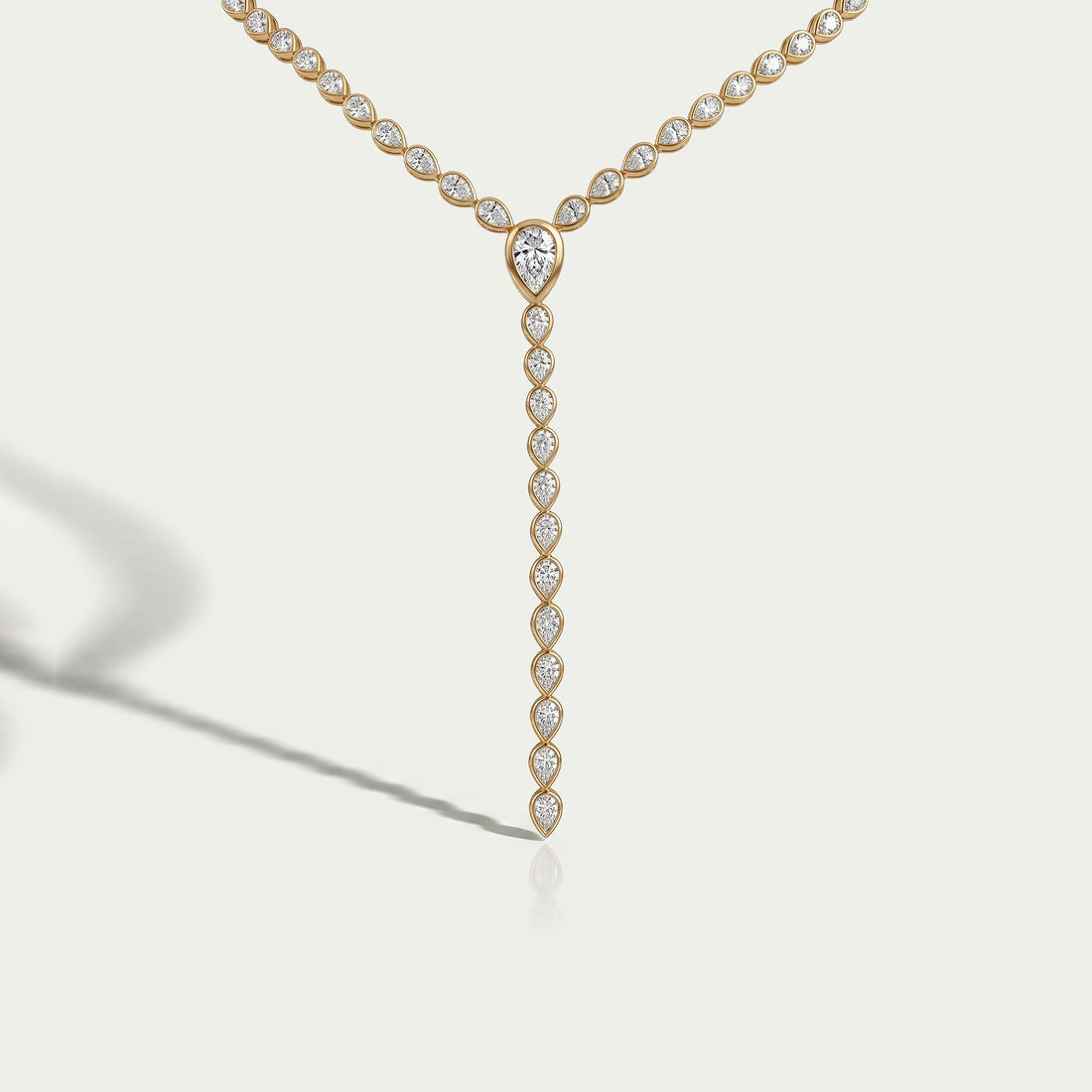 Pear Diamond Bezel Set Lariat Tennis Necklace Necklaces